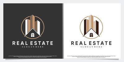 Icon real estate logo design with style and modern concept Premium Vector