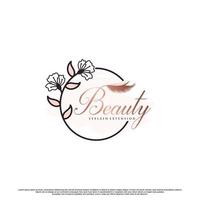 Beauty eyelash extension logo design with creative element Premium Vector