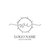 Initial WI beauty monogram and elegant logo design, handwriting logo of initial signature, wedding, fashion, floral and botanical with creative template. vector