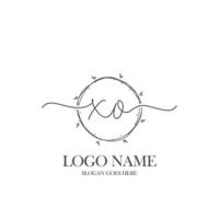 Initial XO beauty monogram and elegant logo design, handwriting logo of initial signature, wedding, fashion, floral and botanical with creative template. vector