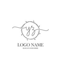 Initial YZ beauty monogram and elegant logo design, handwriting logo of initial signature, wedding, fashion, floral and botanical with creative template. vector