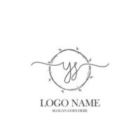 Initial YS beauty monogram and elegant logo design, handwriting logo of initial signature, wedding, fashion, floral and botanical with creative template. vector