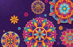 Diwali Festival With Indian Rangoli Background vector