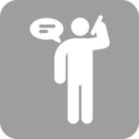 Talking on Phone Glyph Round Background Icon vector