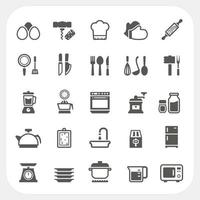 conjunto de iconos de cocina y cocina vector