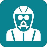 Gas Mask Glyph Round Background Icon vector