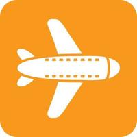 Plane Glyph Round Background Icon vector