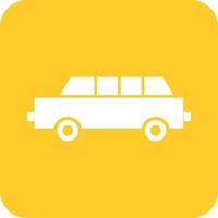 Limousine Glyph Round Background Icon vector