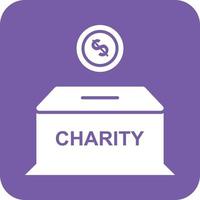 Charity Box Glyph Round Background Icon vector