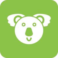 Koala Bear Face Glyph Round Background Icon vector