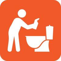 Man Cleaning Bathroom Glyph Round Background Icon vector