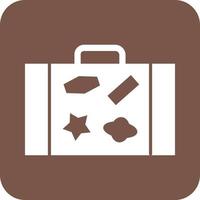 Bag with Tags Glyph Round Background Icon vector