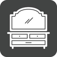 Dressing Table Glyph Round Background Icon vector