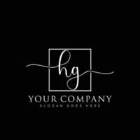 HG Initial handwriting minimalist logo vector