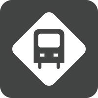 parada de autobús, señal, glyph, redondo, plano de fondo, icono vector