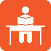 Sitting in class Glyph Round Background Icon vector
