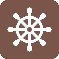 Ship Helm Glyph Round Background Icon vector