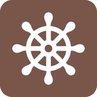 Ship Helm Glyph Round Background Icon vector