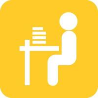 Student sitting in class Glyph Round Background Icon vector