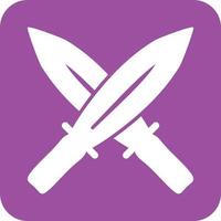 Two Swords Glyph Round Background Icon vector