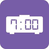 Digital Clock Glyph Round Background Icon vector