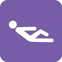 Sitting and Stretching Glyph Round Background Icon vector