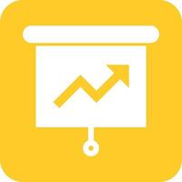 Presenting Statistics Glyph Round Background Icon vector
