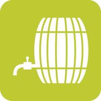 Barrel with Tap Glyph Round Background Icon vector