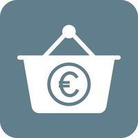 Euro Basket Glyph Round Background Icon vector