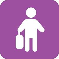 Walking with briefcase Glyph Round Background Icon vector