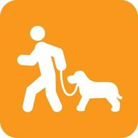 Walking Dog Glyph Round Background Icon vector