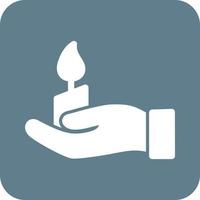 Holding Candle Glyph Round Background Icon vector