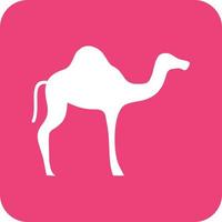 Camel Glyph Round Background Icon vector