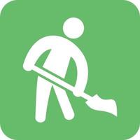 Man Sweeping Floor Glyph Round Background Icon vector