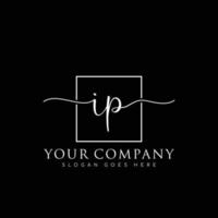 IP Initial handwriting minimalist logo vector