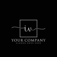 IV Initial handwriting minimalist logo vector