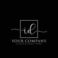 ID Initial handwriting minimalist logo vector