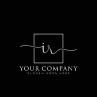 IR Initial handwriting minimalist logo vector