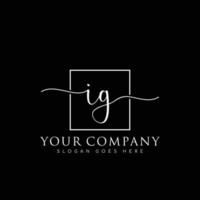 IG Initial handwriting minimalist logo vector