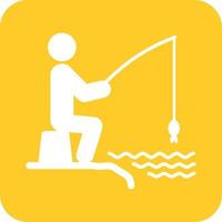 Fishing Glyph Round Background Icon vector