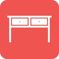 Table with Drawers I Glyph Round Background Icon vector