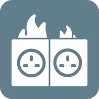 Fire in Socket Glyph Round Background Icon vector