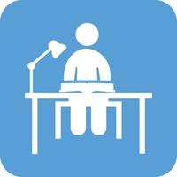 Studying on Desk III Glyph Round Background Icon vector