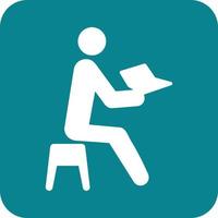 Man Reading Storybook Glyph Round Background Icon vector