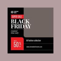 Fashion sale social media post banner template for black friday vector
