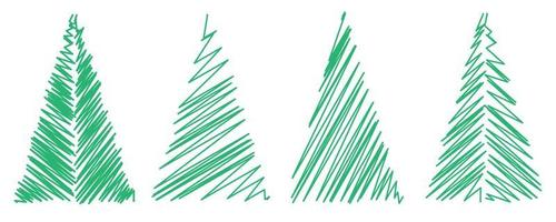 árboles de navidad con diseño de línea vector