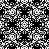 Oriental ornament seamless pattern. Vintage wallpaper, lace vector pattern. Black and white. Vector illustration. For fabric, tile, wallpaper or packaging.