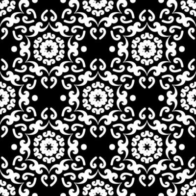 Oriental ornament seamless pattern. Vintage wallpaper, lace vector pattern. Black and white. Vector illustration. For fabric, tile, wallpaper or packaging.