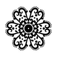 patrón decorativo mandala. adorno floral blanco y negro redondo. fondo decorativo para tatuajes, plantillas o decoración del hogar. ilustración vectorial vector