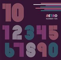 Retro stripes numbers set vector